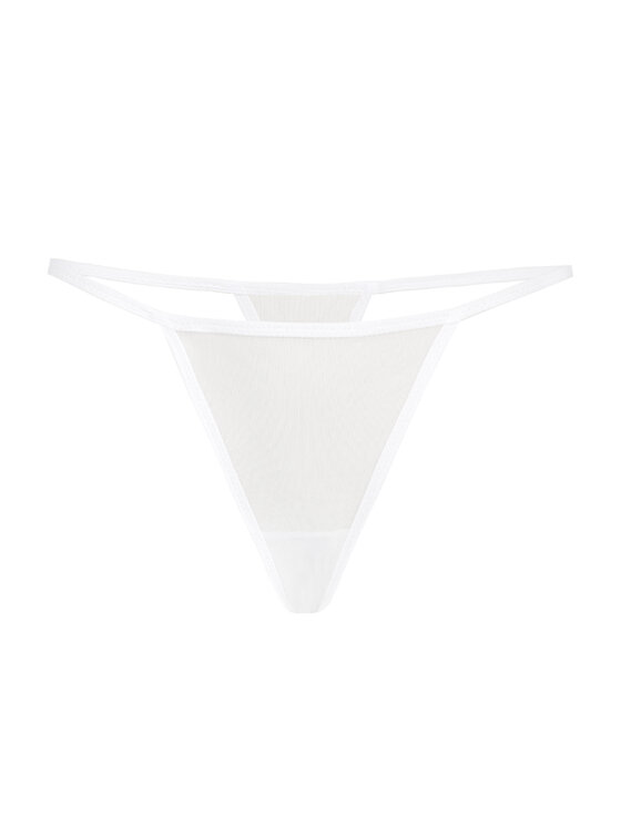 Stringi, rozmiar XXL, Białe, damskie z siateczki Paski