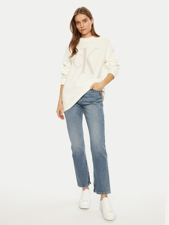 Calvin Klein Jeans Calvin Klein Jeans Sweter Intrasia J20J224799 Écru Relaxed Fit