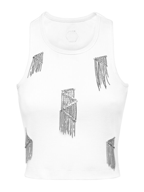 PHILIPP PLEIN PHILIPP PLEIN Tank top 22679 Biały Skin Tight Fit