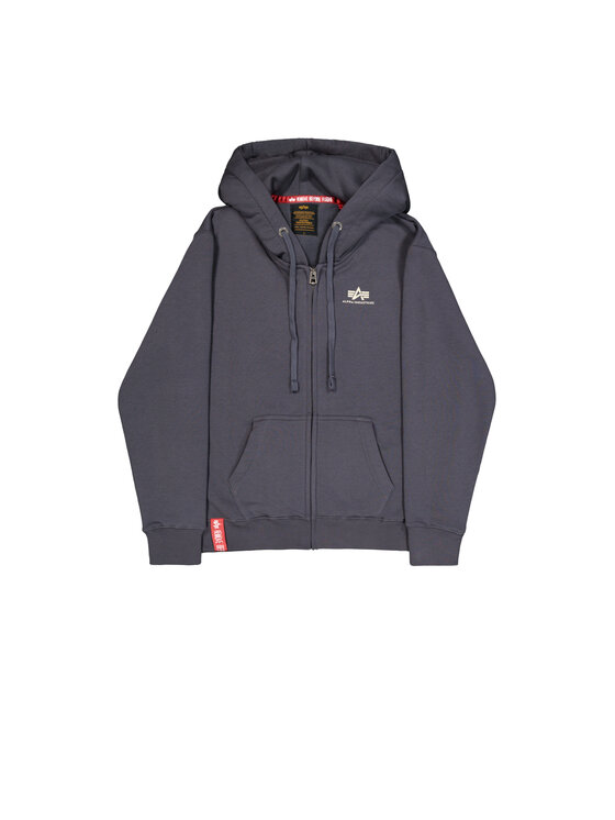 Alpha Industries Alpha Industries Mikina Basic Small Logo Zip Hoodie Šedá Regular Fit