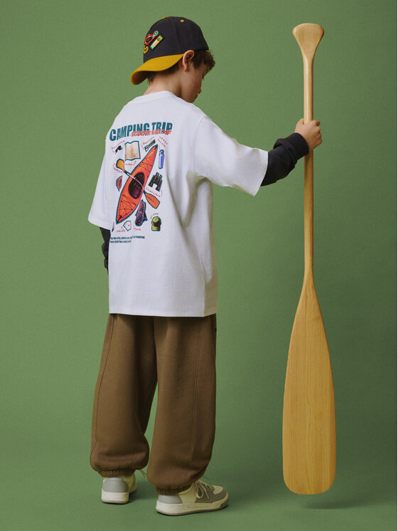 4F 4F T-Shirt ENJOY THE OUTDOORS Biały Loose Fit