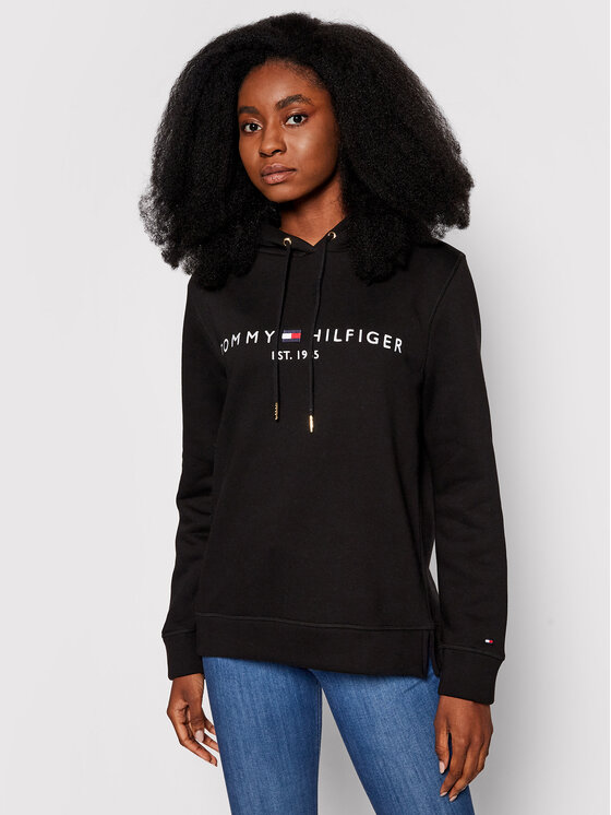 Tommy Hilfiger Tommy Hilfiger Džemperis ar kapuci Heritage WW0WW31998 Melns Regular Fit