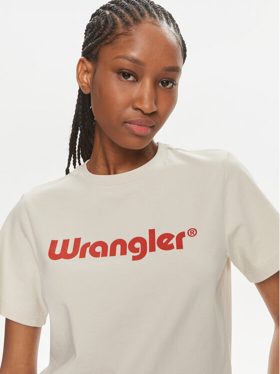 Wrangler Wrangler Tričko 112350305 Écru Regular Fit
