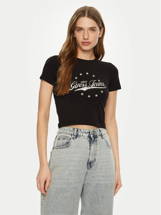 Guess Jeans Guess Jeans Marškinėliai W5RI59 J1314 Juoda Regular Fit