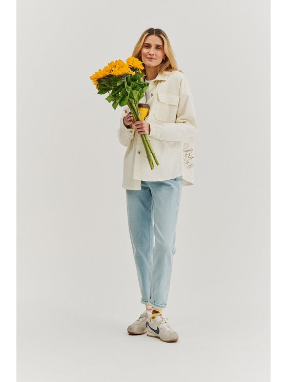 NAOKO NAOKO džínsová košeľa Slow Life Modrá Regular Fit
