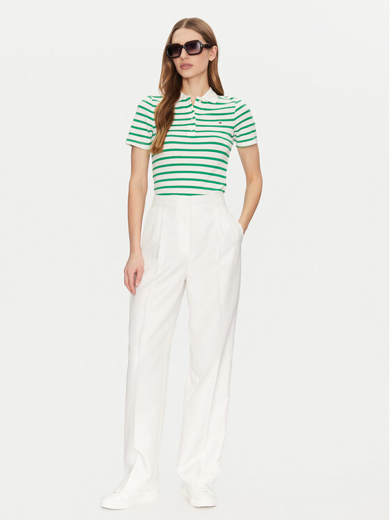 Tommy Hilfiger Tommy Hilfiger Тениска с яка и копчета 1985 WW0WW43225 Зелен Slim Fit