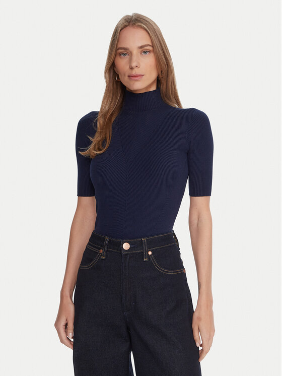 Kontatto Kontatto Bluză cu gât 3M0821C Bleumarin Slim Fit