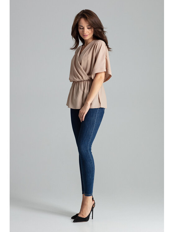 Lenitif Lenitif Bluzka L063 Beżowy Regular Fit
