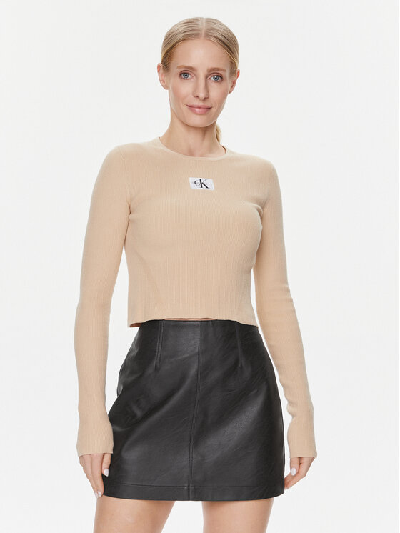 Női Sweater Calvin Klein Jeans, Méret: XL, Bézs, Variegated J20J223233