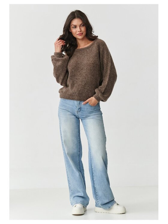 Makadamia Makadamia Sweter S168 Brązowy Boxy Fit