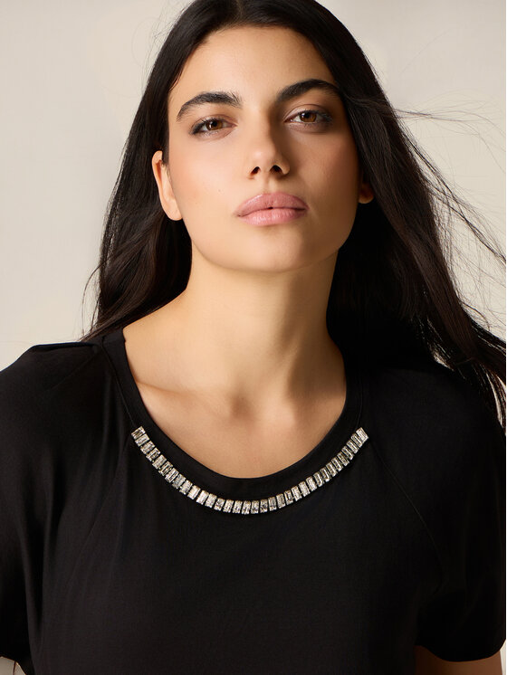 Oltre Oltre T-Shirt G095J004332N033 Czarny Regular Fit