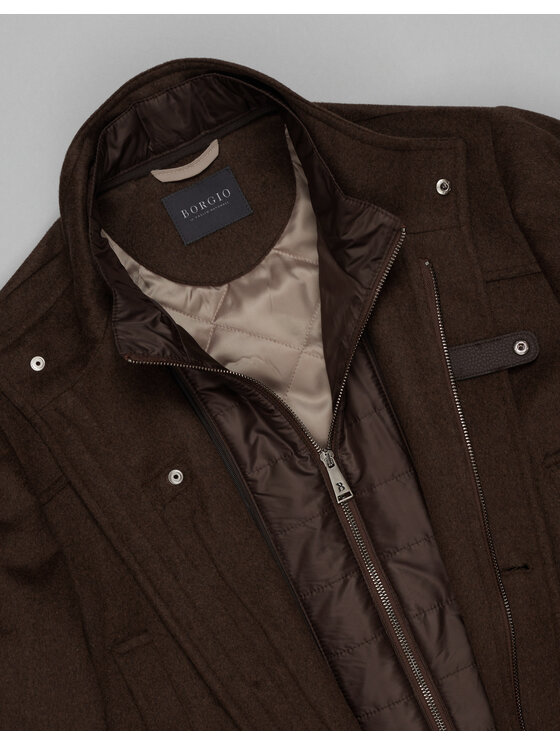 Borgio Borgio Płaszcz zimowy pontelongo Brązowy Slim Fit