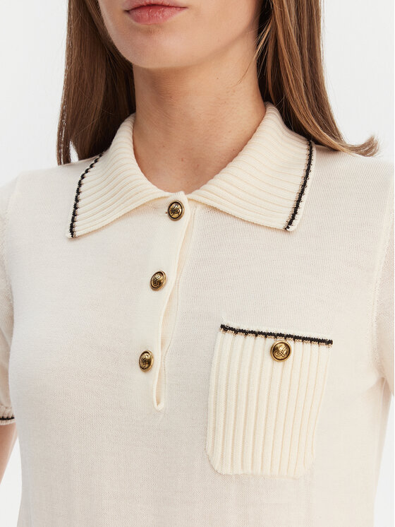 Luisa Spagnoli Luisa Spagnoli Тениска с яка и копчета Miconia 100295 Екрю Regular Fit