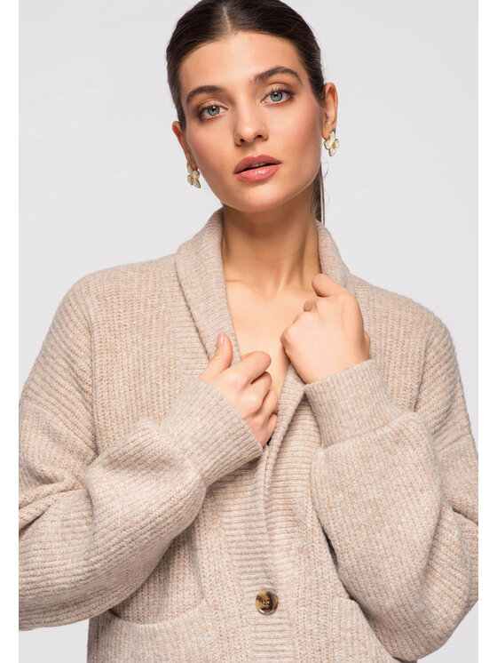 Ombre Ombre Kardigan OW-SWCD-0104 Beżowy Oversize