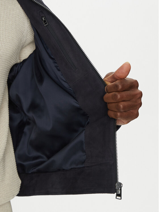 BOSS BOSS Kožená bunda H-Malbano5 50528014 Tmavomodrá Regular Fit
