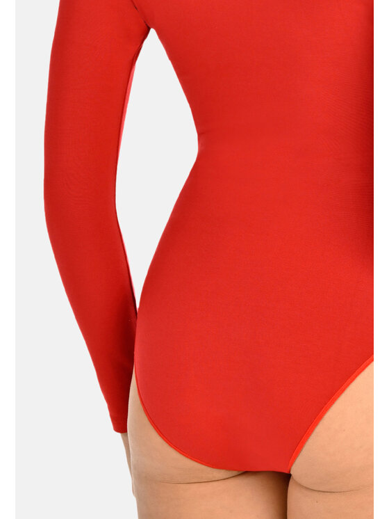 Teyli Teyli Body damskie z wiskozy Longy Czerwony Regular Fit