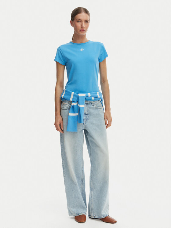 Tommy Hilfiger Tommy Hilfiger Marškinėliai WW0WW48710 Mėlyna Slim Fit