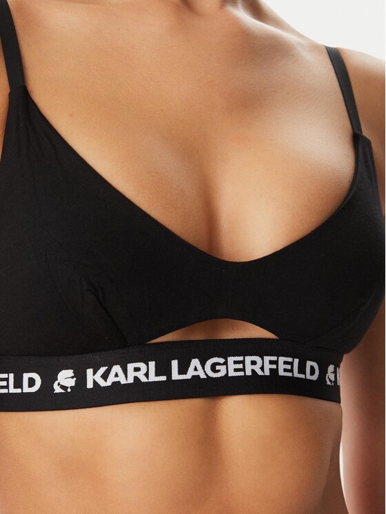 KARL LAGERFELD KARL LAGERFELD Bralette krūšturis Peephole Logo 211W2101 Melns
