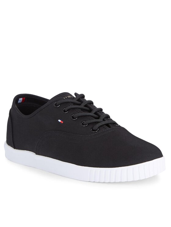 Tommy Hilfiger Tommy Hilfiger Teniși Canvas Lace Up Sneaker FW0FW07805 Negru