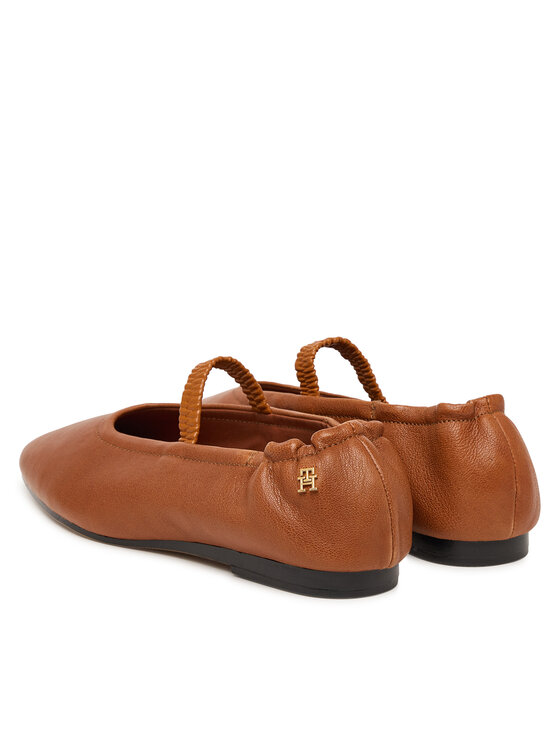 Tommy Hilfiger Tommy Hilfiger Balerinke Soft Leather Ellastic Ballerina FW0FW09245 Rjava