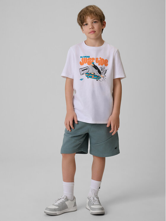 4F 4F T-Shirt SKATE & RIDE Biały Regular Fit