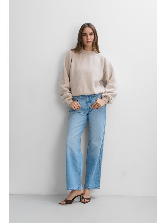 Fobya Fobya Sweter F2082 Beżowy jasny Basic Fit