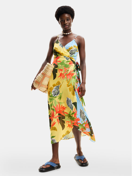 Desigual Desigual Ljetna haljina Tropical Leaves 24SWMW13 Šarena Regular Fit
