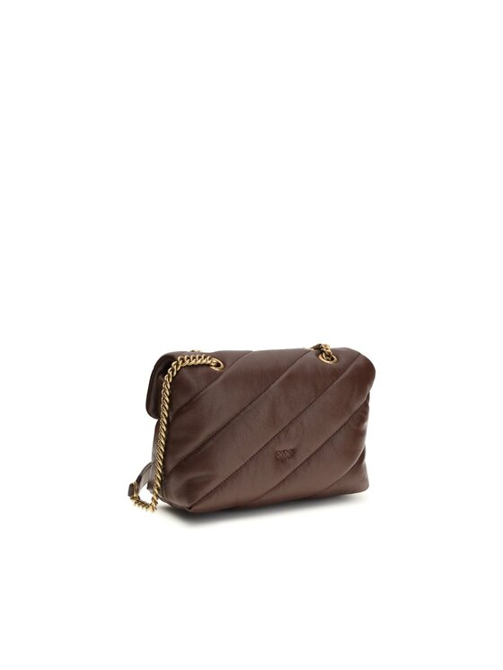 PINKO PINKO Torebka Brown Calf Leather Bos Taurus Shoulder Brązowy