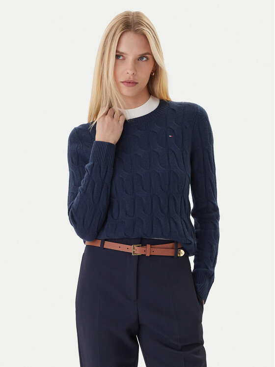 Tommy Hilfiger Tommy Hilfiger Sveter WW0WW43586 Tmavomodrá Regular Fit