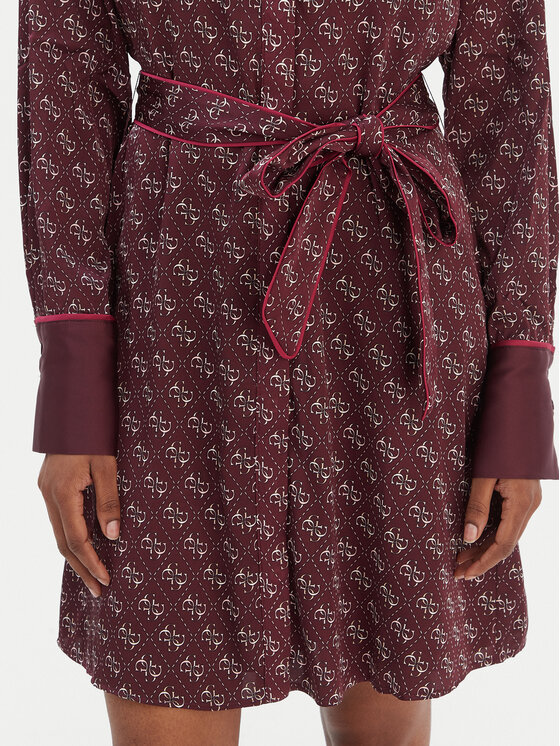 Guess Guess Rochie tip cămașă W6RK90 WF1T2 Vișiniu Regular Fit