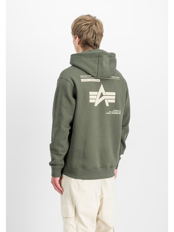 Alpha Industries Alpha Industries Mikina Label Backprint Hoodie Zelená Regular Fit