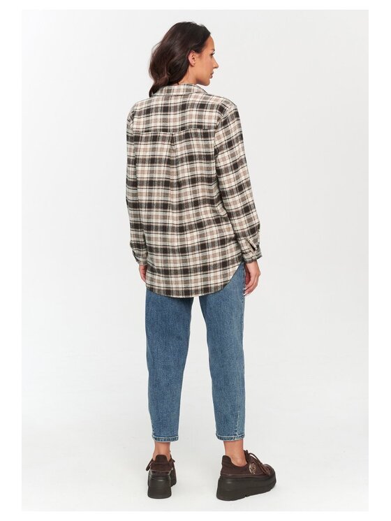 Makadamia Makadamia Koszula C75 Brązowy Loose Fit