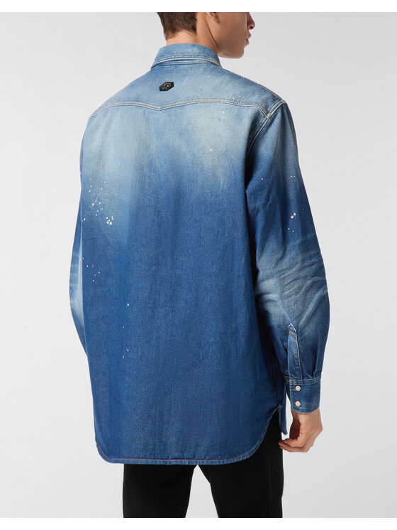 PHILIPP PLEIN PHILIPP PLEIN camicia di jeans 26853 Blu Regular Fit
