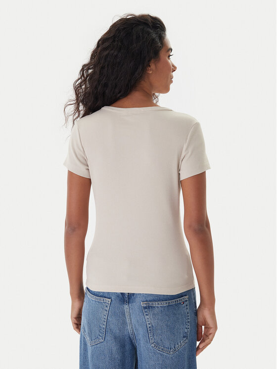 Tommy Jeans Tommy Jeans T-Shirt Essential DW0DW17385 Beżowy Slim Fit