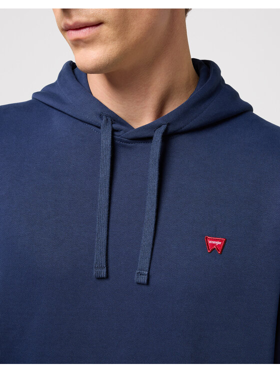 Wrangler Wrangler Felpa SIGN OFF HOODIE Blu scuro Regular Fit