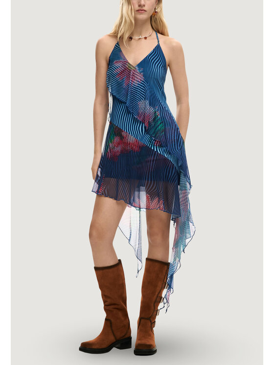 Desigual Desigual Φόρεμα καθημερινό VEST_NORA Μπλε Egg Fit