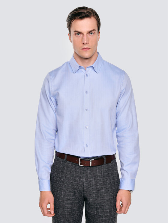 BIG STAR BIG STAR Koszula GUBERNO Niebieski Slim Fit