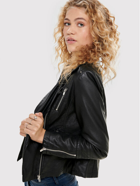 ONLY ONLY Kurtka z imitacji skóry Gemma 15153079 Czarny Regular Fit