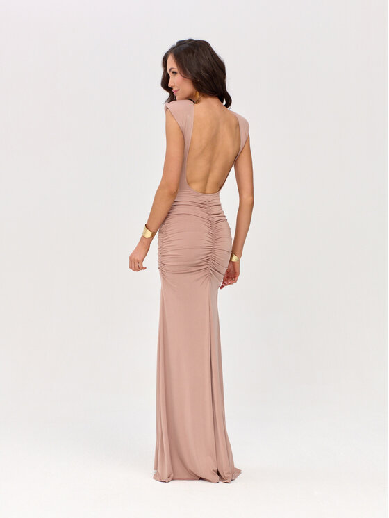 Roco Fashion Roco Fashion Sukienka wieczorowa Aurelia Beżowy Slim Fit
