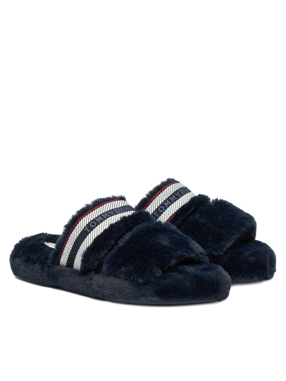 Tommy Hilfiger Tommy Hilfiger Papuci de casă Hilfiger Fur Slipper FW0FW08854 Bleumarin