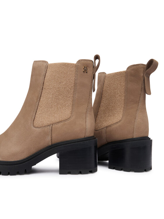 Tommy Hilfiger Tommy Hilfiger Polokozačky Th Nubuck Chelsea Cleated Heel FW0FW09158 Béžová