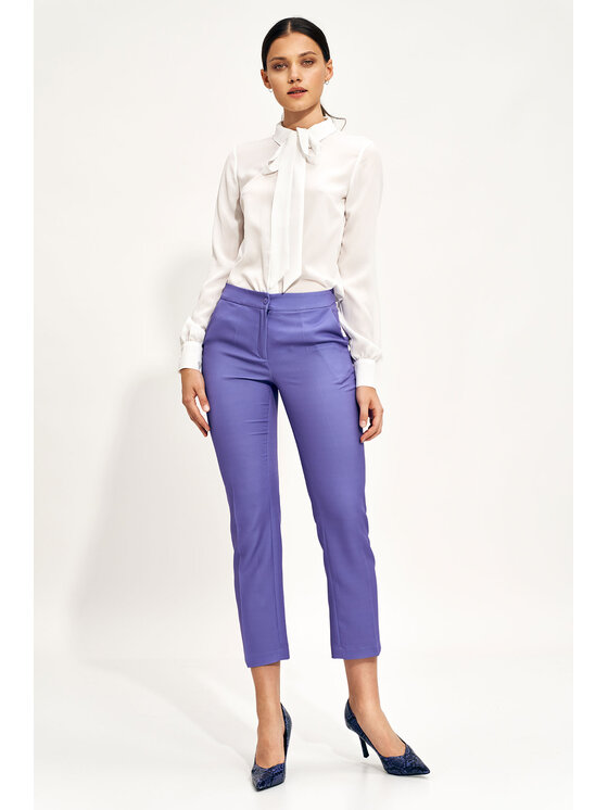 NIFE NIFE Kalhoty z materiálu SD70 Fialová Classic Fit