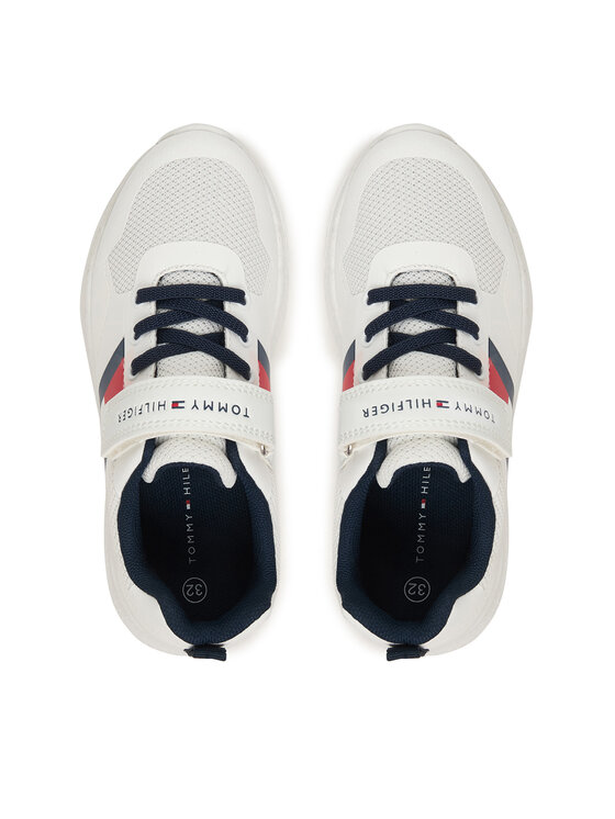 Tommy Hilfiger Tommy Hilfiger Сникърси Flag Low Cut Lace-Up/Velcro T1X9-34369-1843 S Бял