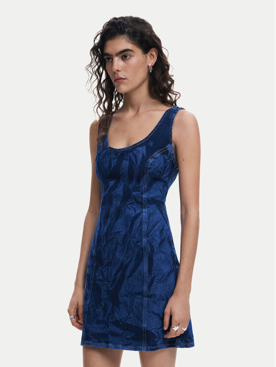 Desigual Desigual Džínové šaty 25SWVD01 Tmavomodrá Slim Fit