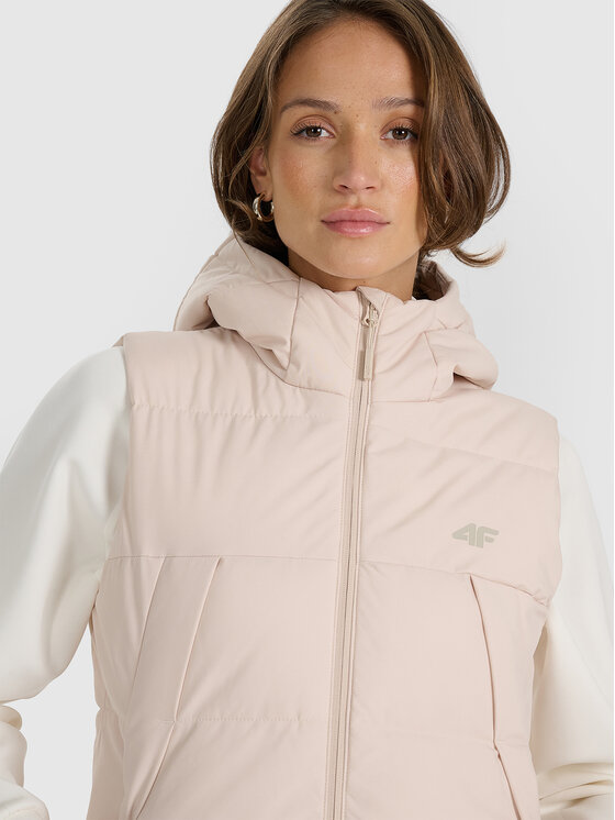 4F 4F Kamizelka MIDSHOP TEXTILE Beżowy Regular Fit
