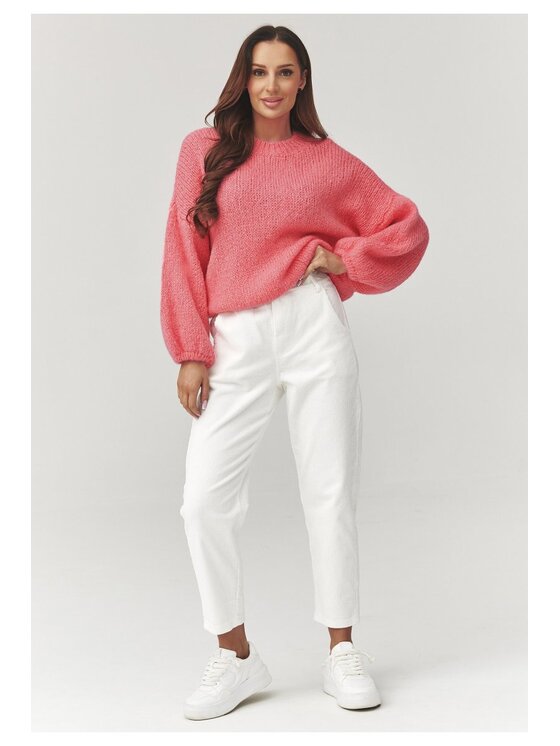 Makadamia Makadamia Sweter C37 Czerwony Loose Fit