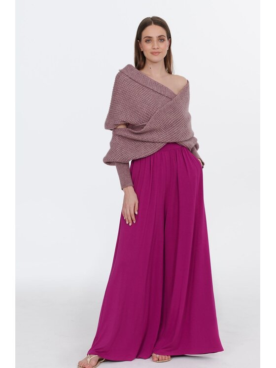 NAOKO NAOKO Kalhoty z materiálu Viva Magenta Růžová Regular Fit
