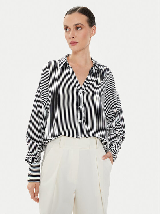 Vero Moda Košeľa Bumpy 10311681 Čierna Oversize