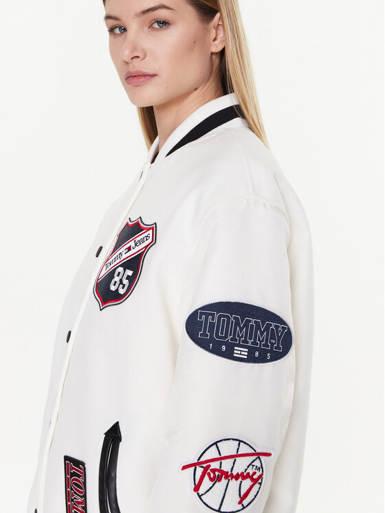 Tommy Jeans Tommy Jeans Kurtka bomber Letterman DW0DW14940 Biały Oversize
