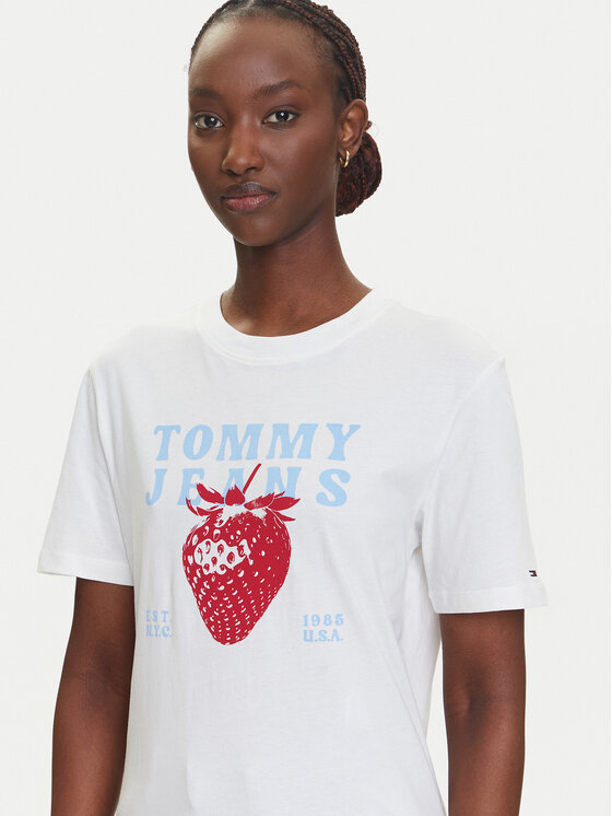 Tommy Jeans Tommy Jeans T-Shirt Strawberry DW0DW20894 Biały Relaxed Fit